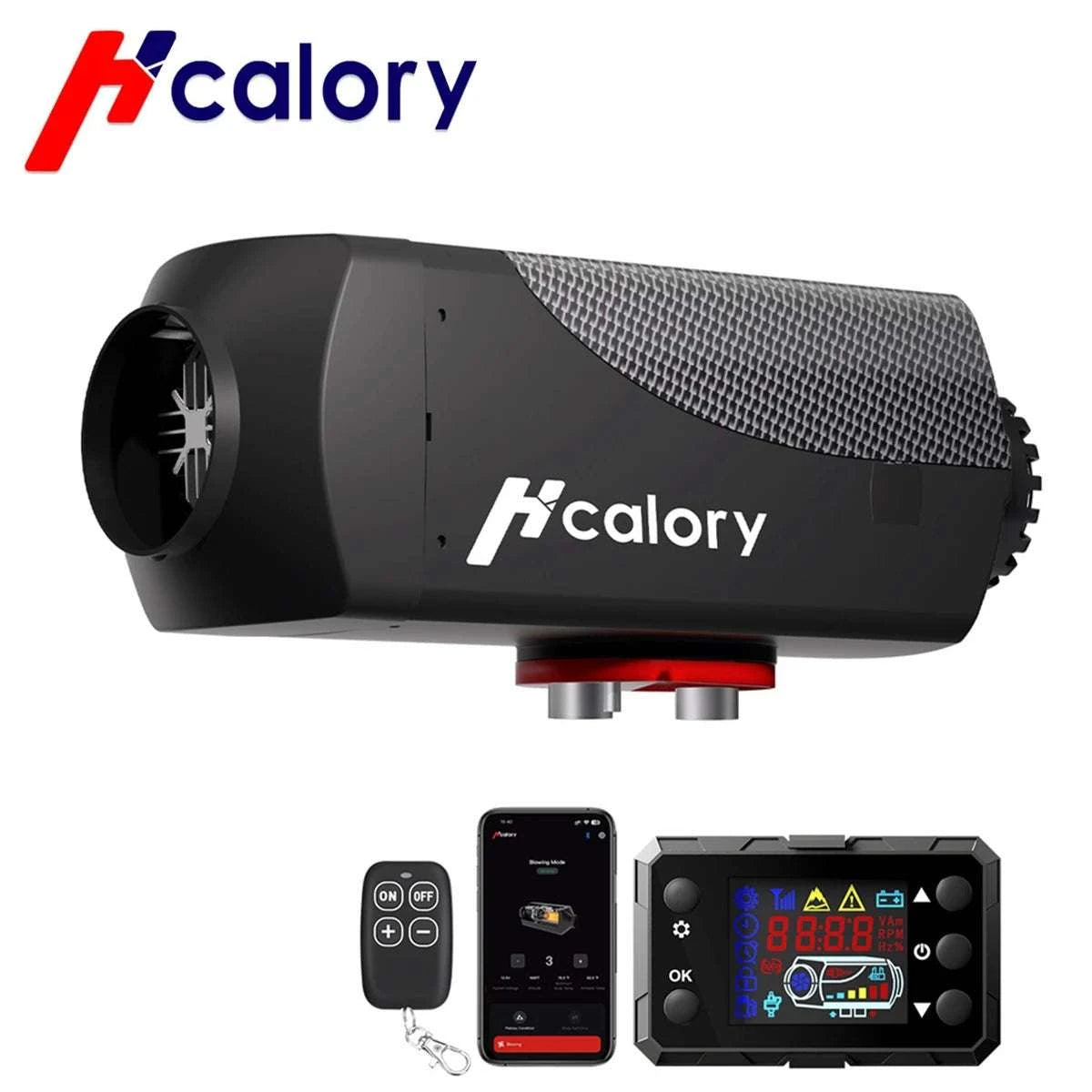 8KW 12V Diesel Air Parking Heater with Remote & LCD Display-Carbon Black with BT / United States
