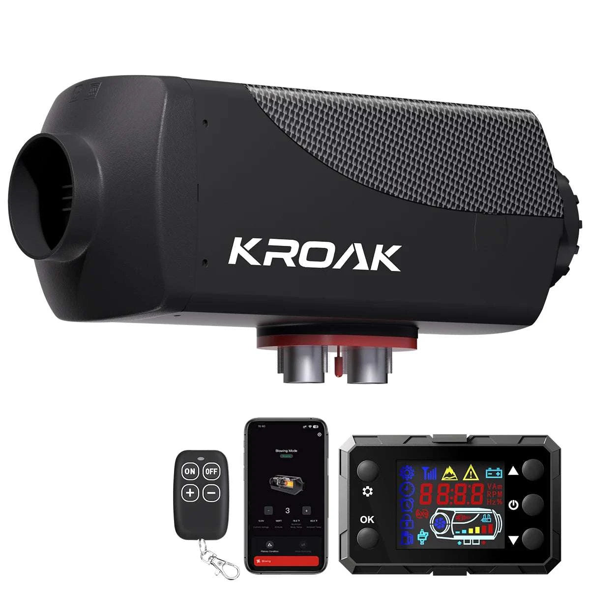 8KW 12V Diesel Air Parking Heater with Remote & LCD Display-Carbon Black with BT / United States