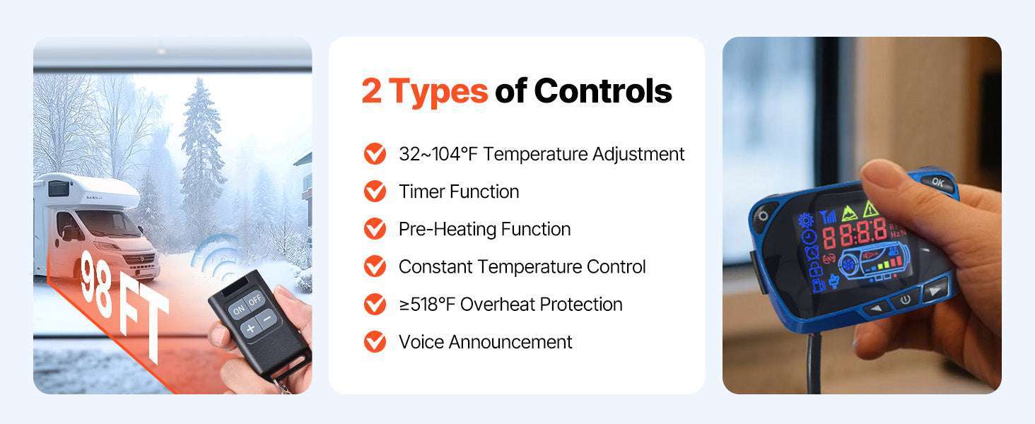 8KW Diesel Air Heater 12V-24V with Remote Control for RV Truck Camper-vertical / United States
