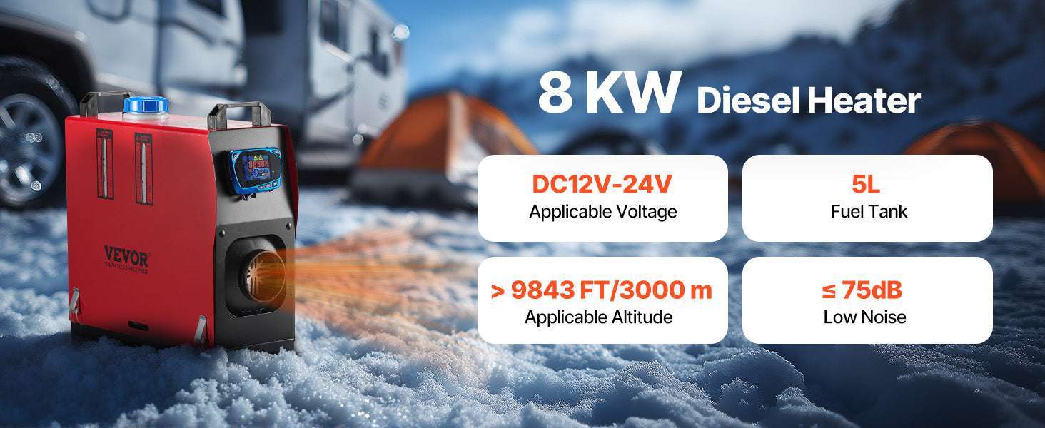 8KW Diesel Air Heater 12V-24V with Remote Control for RV Truck Camper-vertical / United States