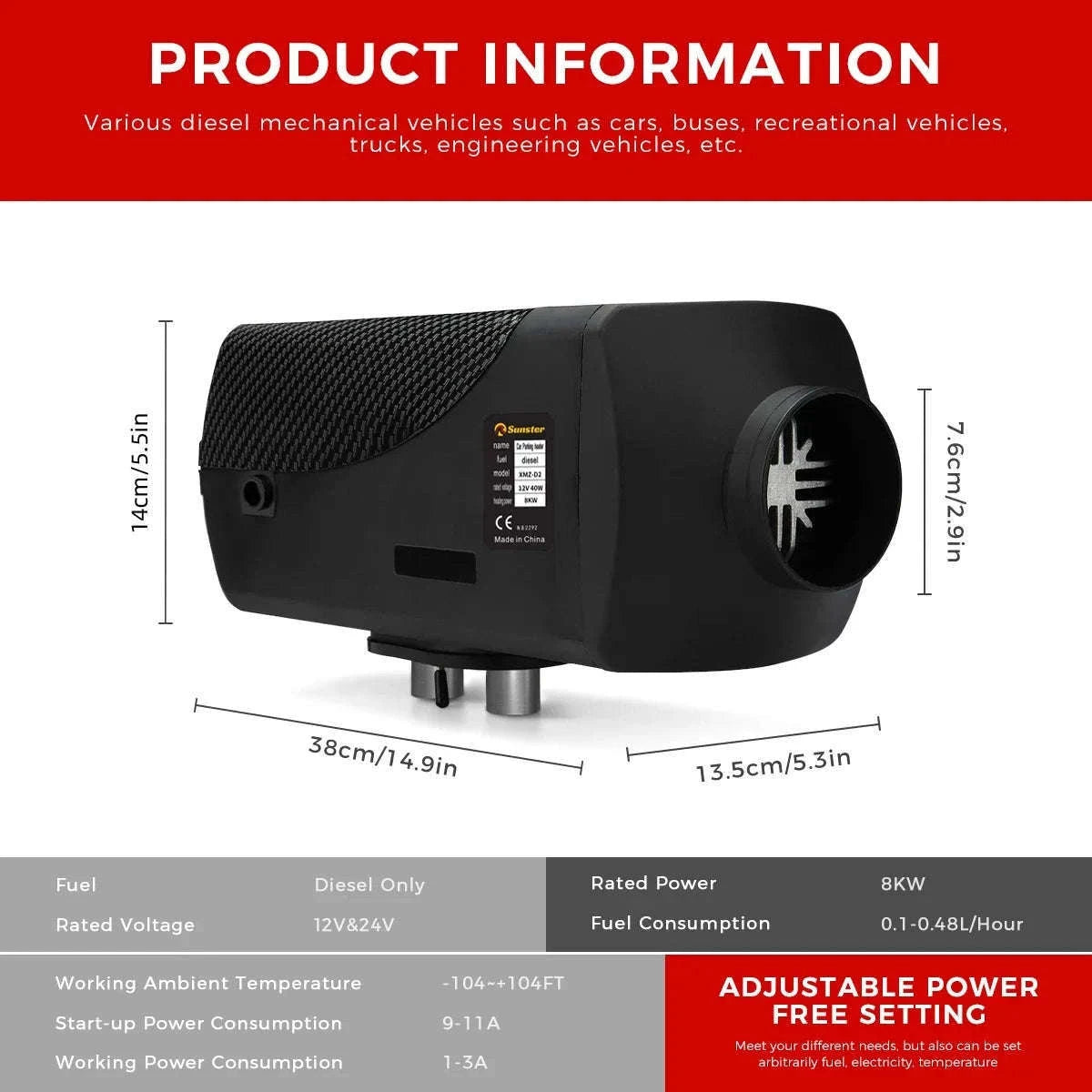 8KW Diesel Air Heater for RVs, Garages, Motorhomes-12V 24V 8KW / CZECH REPUBLIC