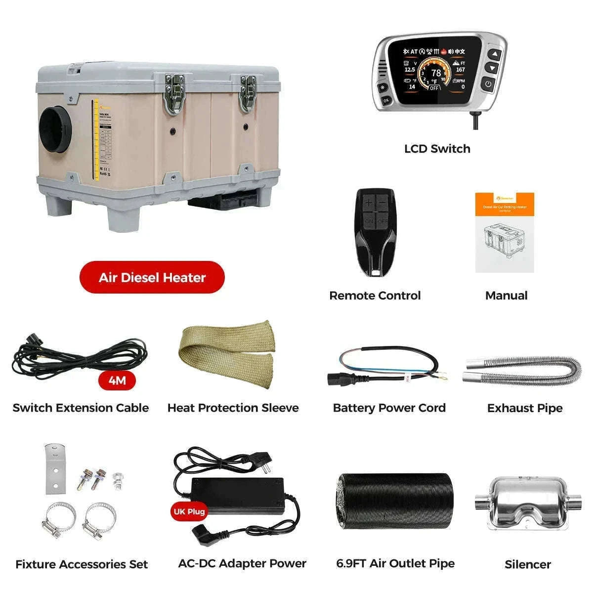 8KW Diesel Air Heater with Bluetooth App and Altitude Mode-TB10 / United States