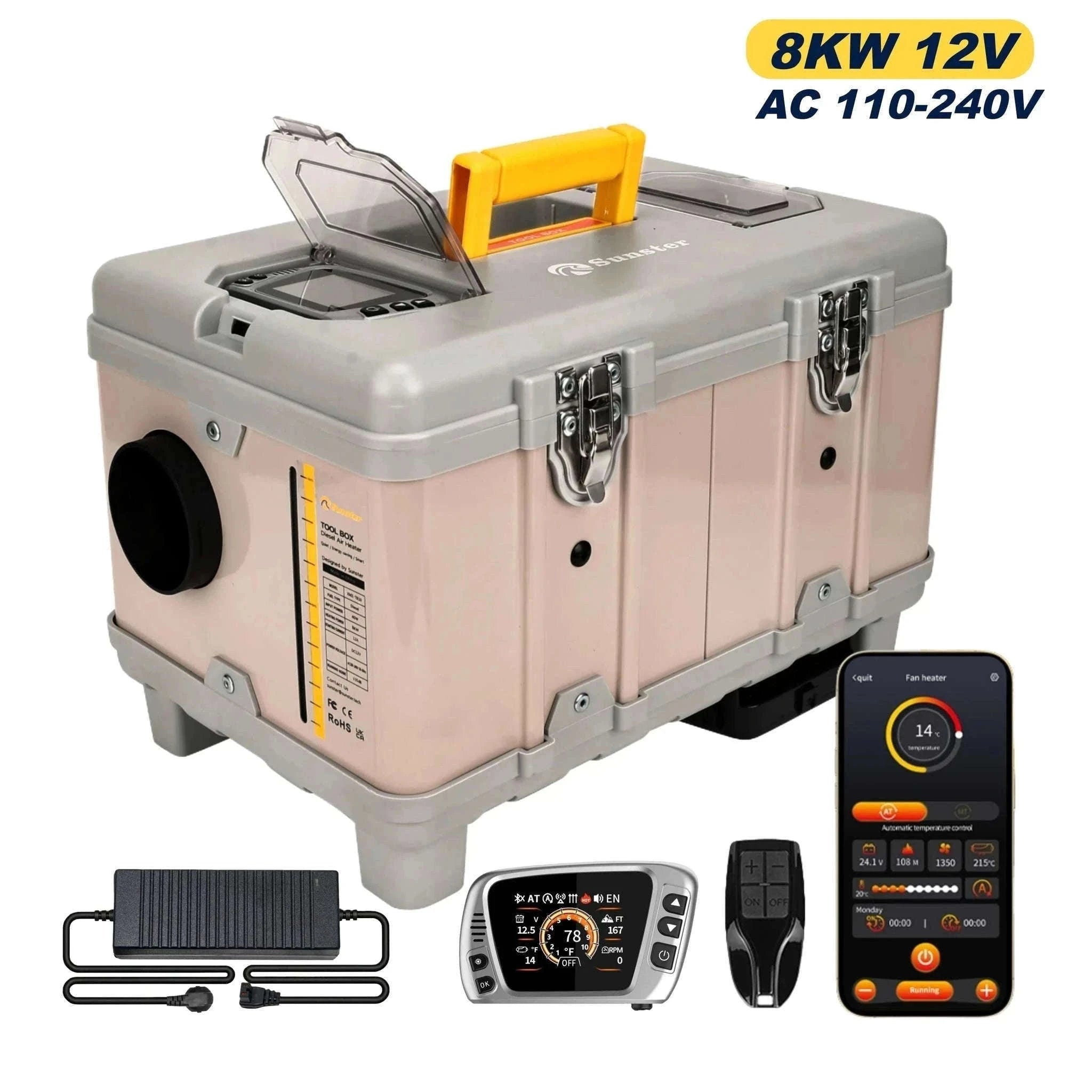8KW Diesel Air Heater with Bluetooth App and Altitude Mode-TB10 / United States