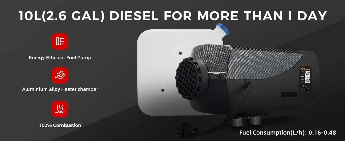 8KW Diesel Air Heater with Bluetooth App, LCD and Remote-12V 24V 8KW / CZECH REPUBLIC
