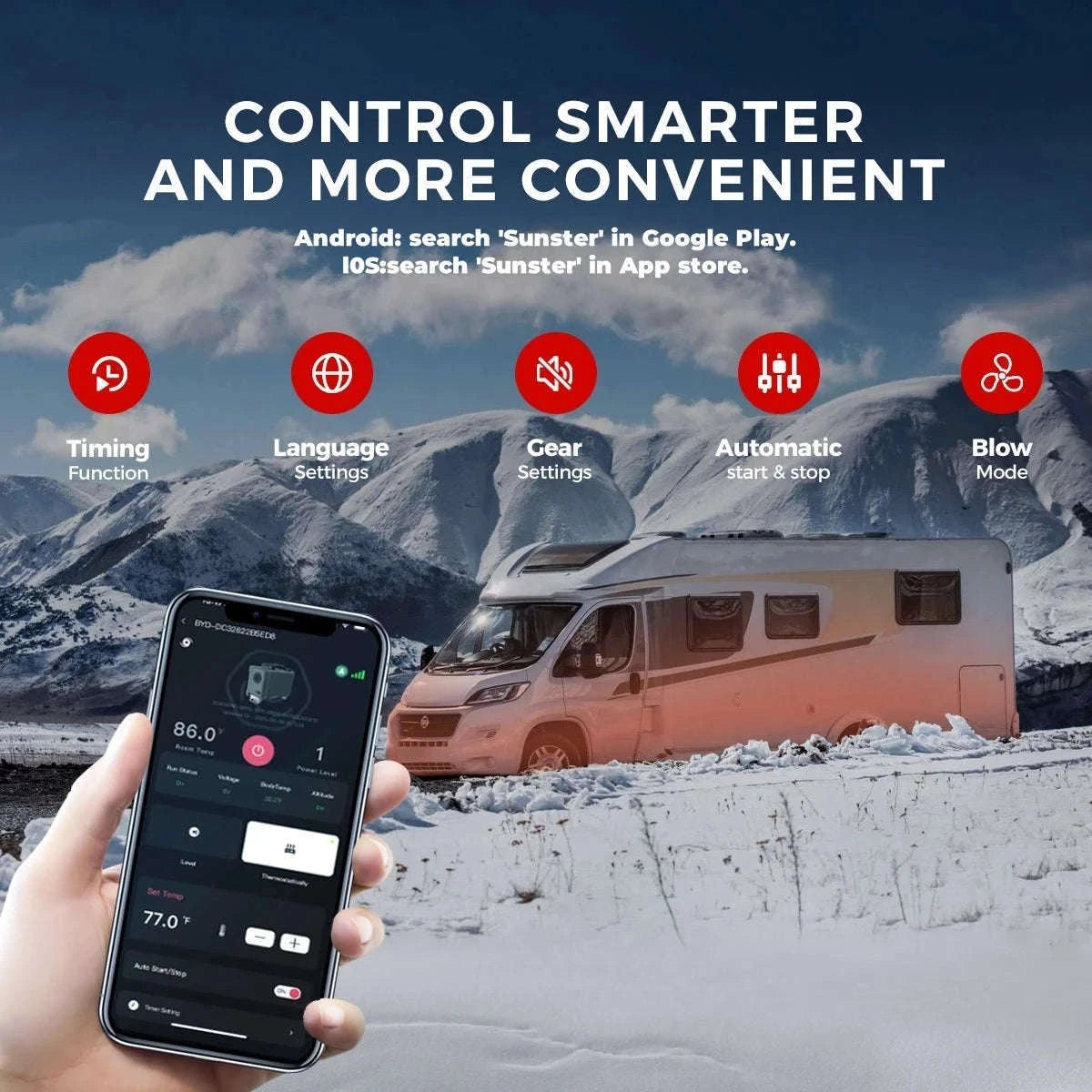 8KW Diesel Air Heater with Bluetooth App, LCD and Remote-12V 24V 8KW / CZECH REPUBLIC