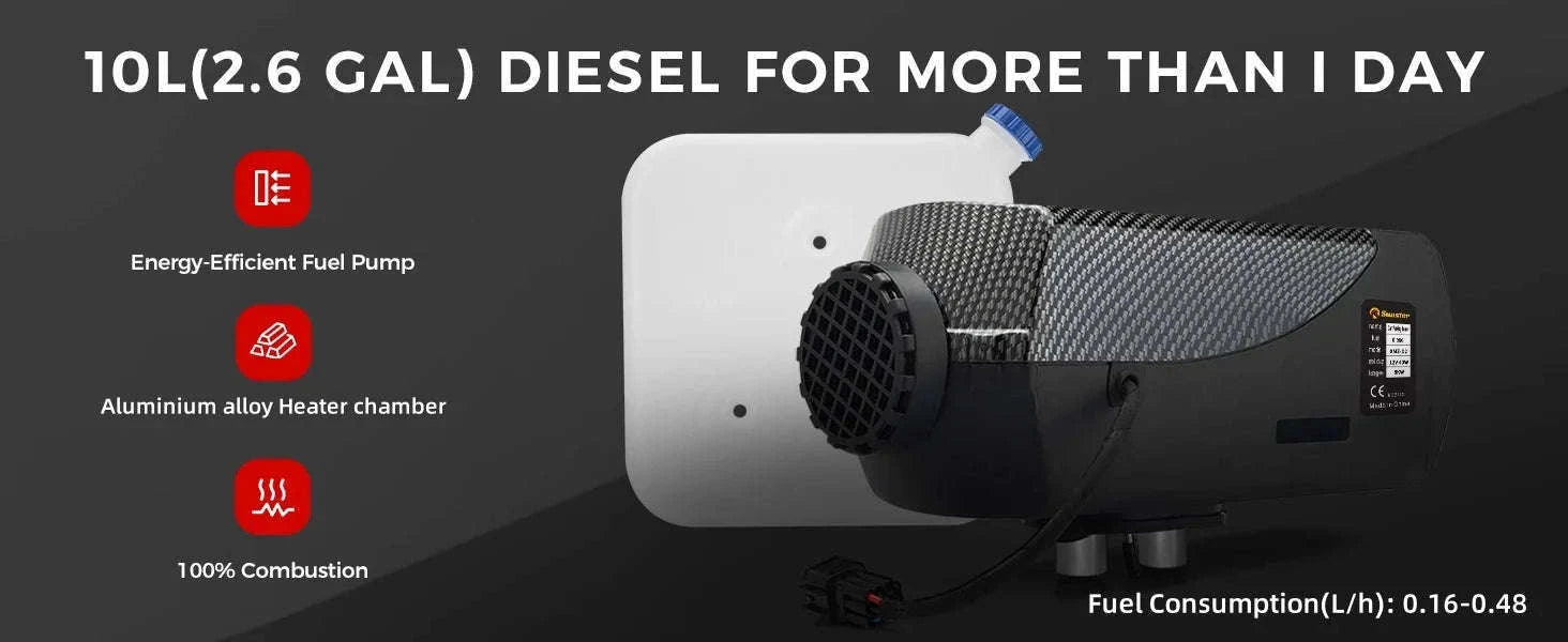 8KW Diesel Air Heater with Bluetooth App, LCD and Remote-12V 24V 8KW / CZECH REPUBLIC