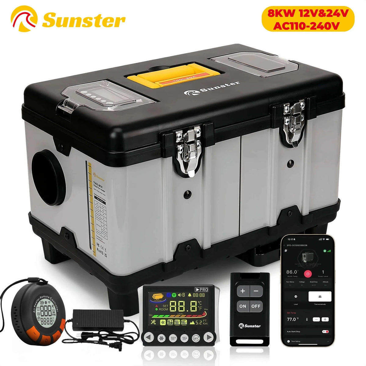 8KW Diesel Air Heater with CO Alarm, Bluetooth Control-TB10pro with CO / Germany