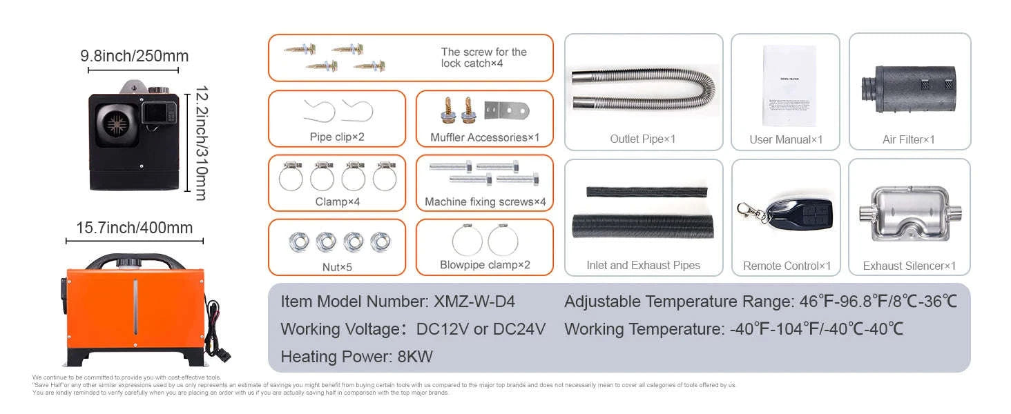 8KW Diesel Air Heater with Remote and LCD Control-GERMANY