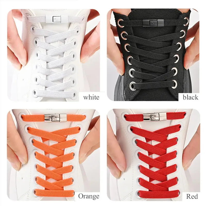 8mm No Tie Shoe Laces Press Lock Shoelaces Without Ties Elastic Laces Sneaker Kids Adult Widened Flat Shoelace for Shoes Spy-shop.com