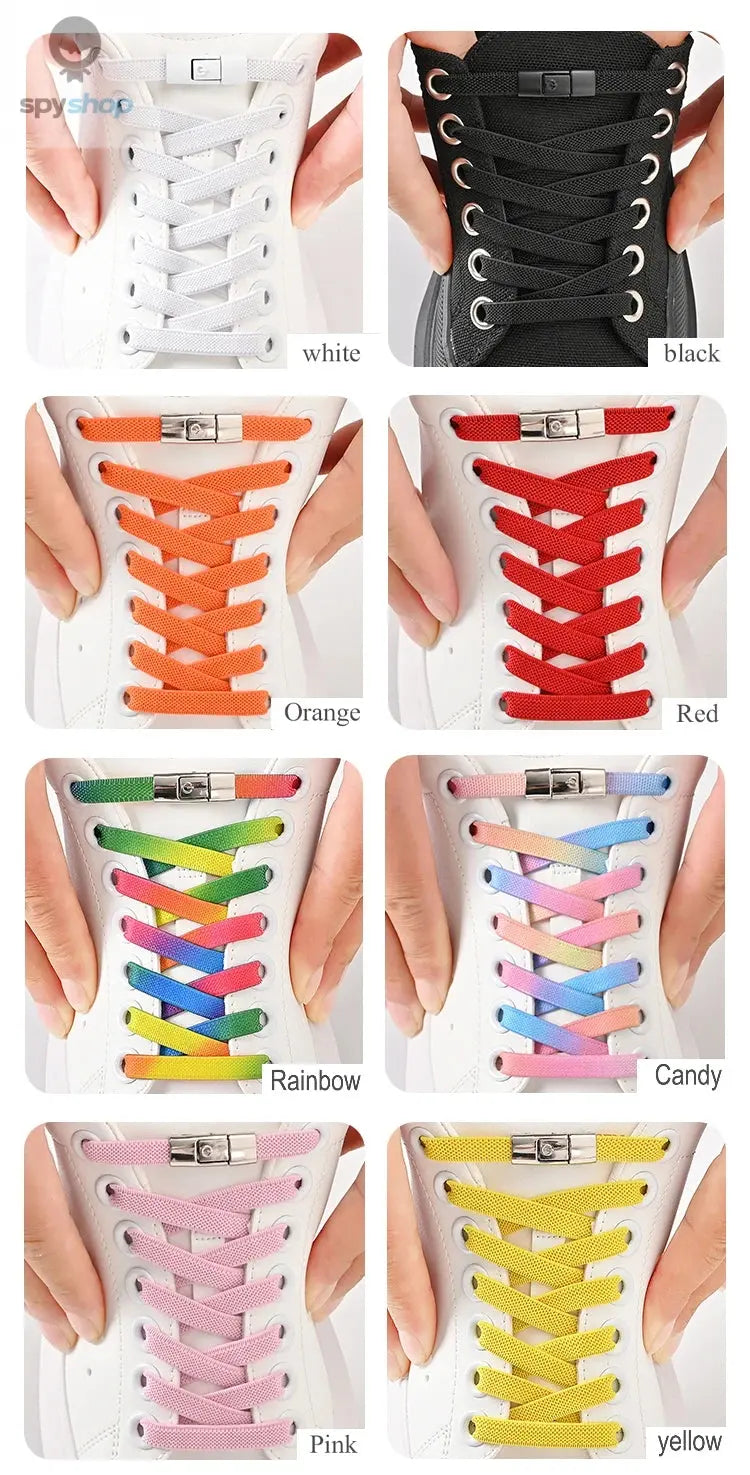 8mm No Tie Shoe Laces Press Lock Shoelaces Without Ties Elastic Laces Sneaker Kids Adult Widened Flat Shoelace for Shoes Spy-shop.com