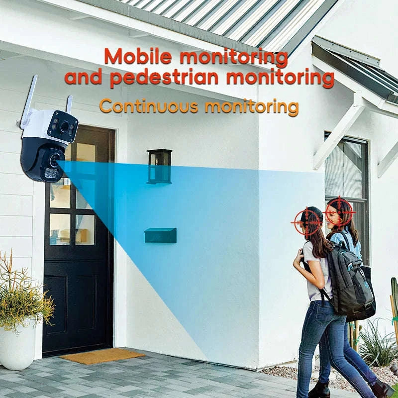 8MP 4G or WiFi Dual Lens Outdoor PTZ Security Camera-WIFI Camera / 100V-240V US Plug