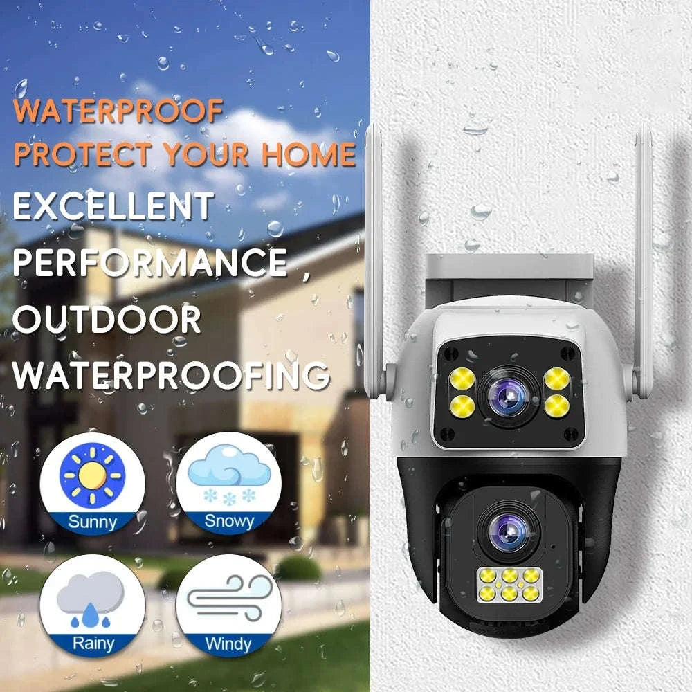 8MP 4G or WiFi Dual Lens Outdoor PTZ Security Camera-WIFI Camera / 100V-240V US Plug
