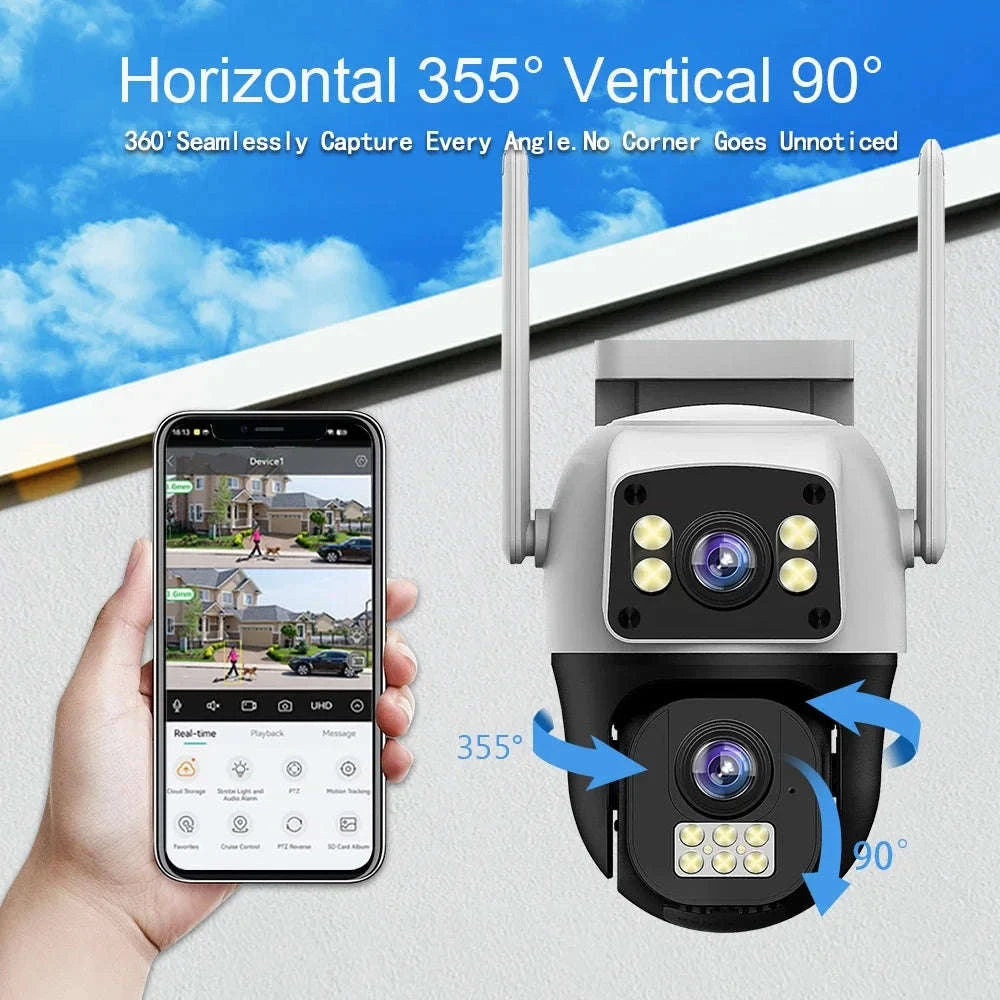 8MP 4G or WiFi Dual Lens Outdoor PTZ Security Camera-WIFI Camera / 100V-240V US Plug