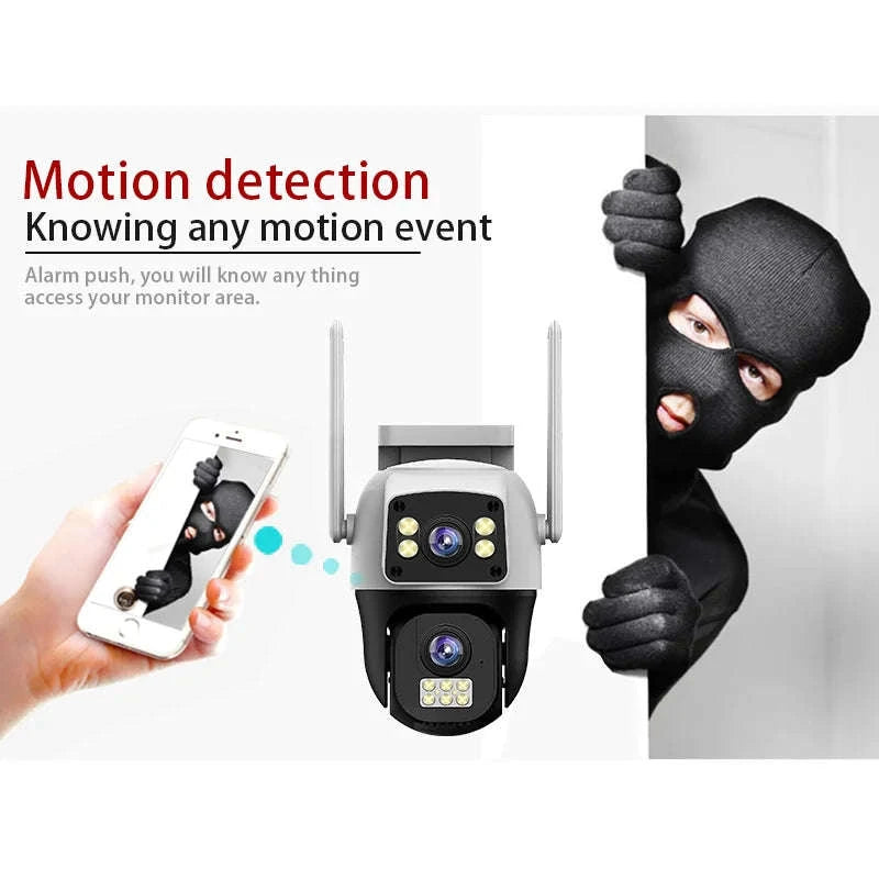 8MP 4G or WiFi Dual Lens Outdoor PTZ Security Camera-WIFI Camera / 100V-240V US Plug