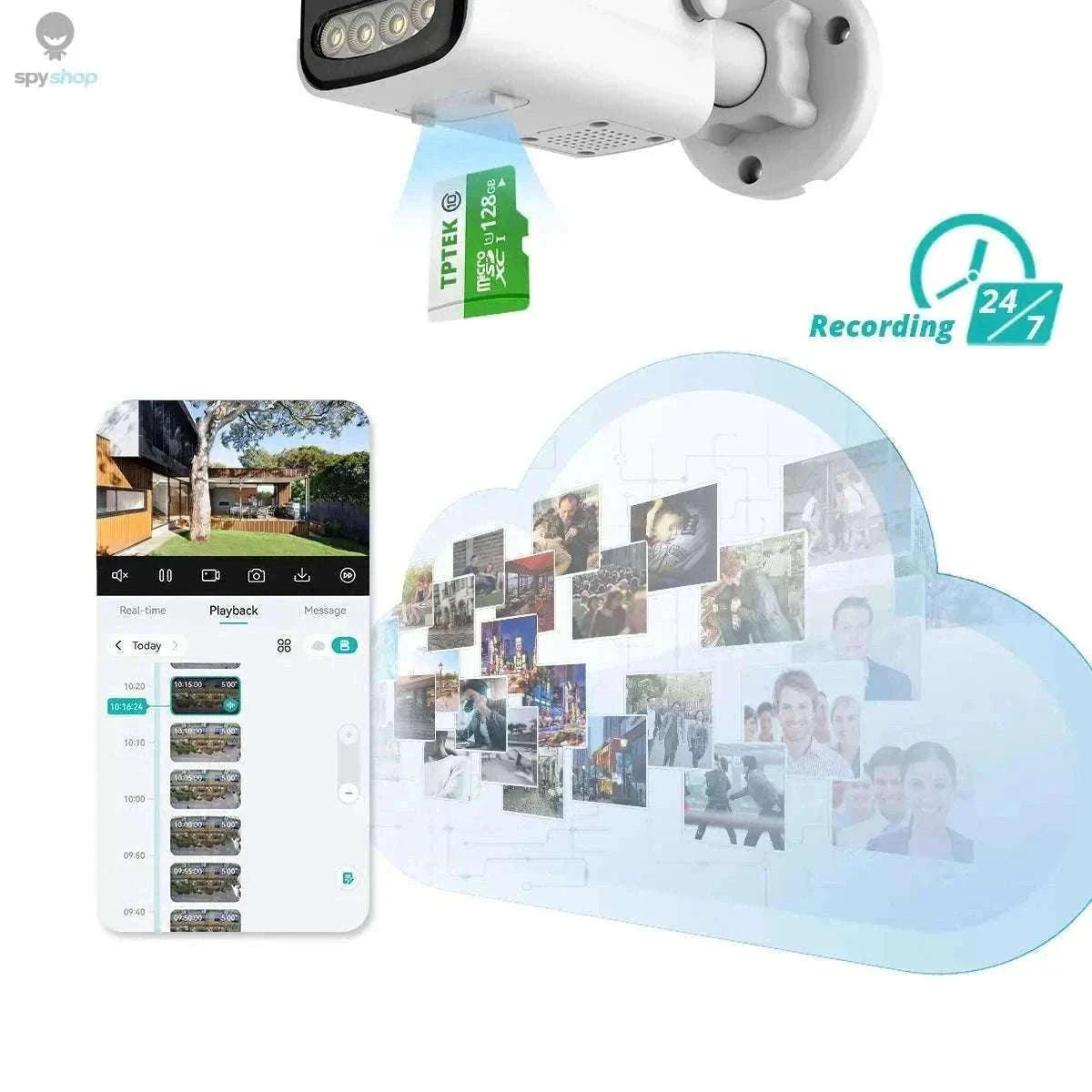 8MP 4K Outdoor Surveillance Camera with AI Detection-8MP 128G TF Card / EU Plug / CHINA