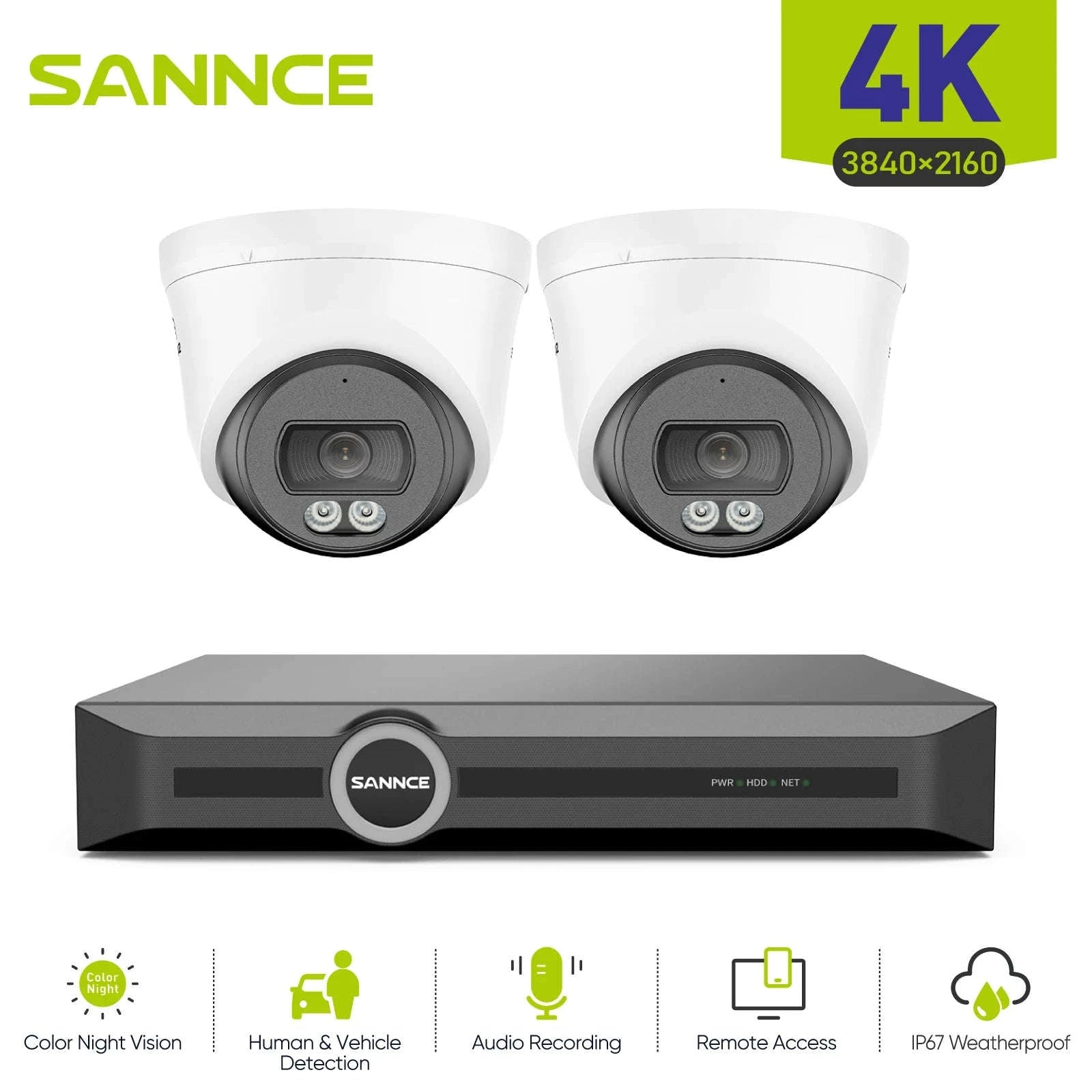 8MP 4K PoE Security Camera System with AI Detection-2PCS CAM / None / United States