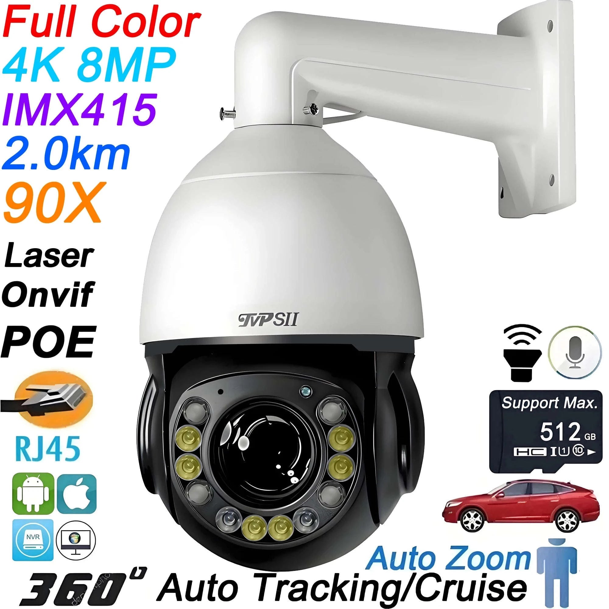 8MP 4K PTZ IP Surveillance Camera with 90X Optical Zoom-8MP 4K Sony IMX415 / 90X / POE48V|Auto Varifocal|japan
