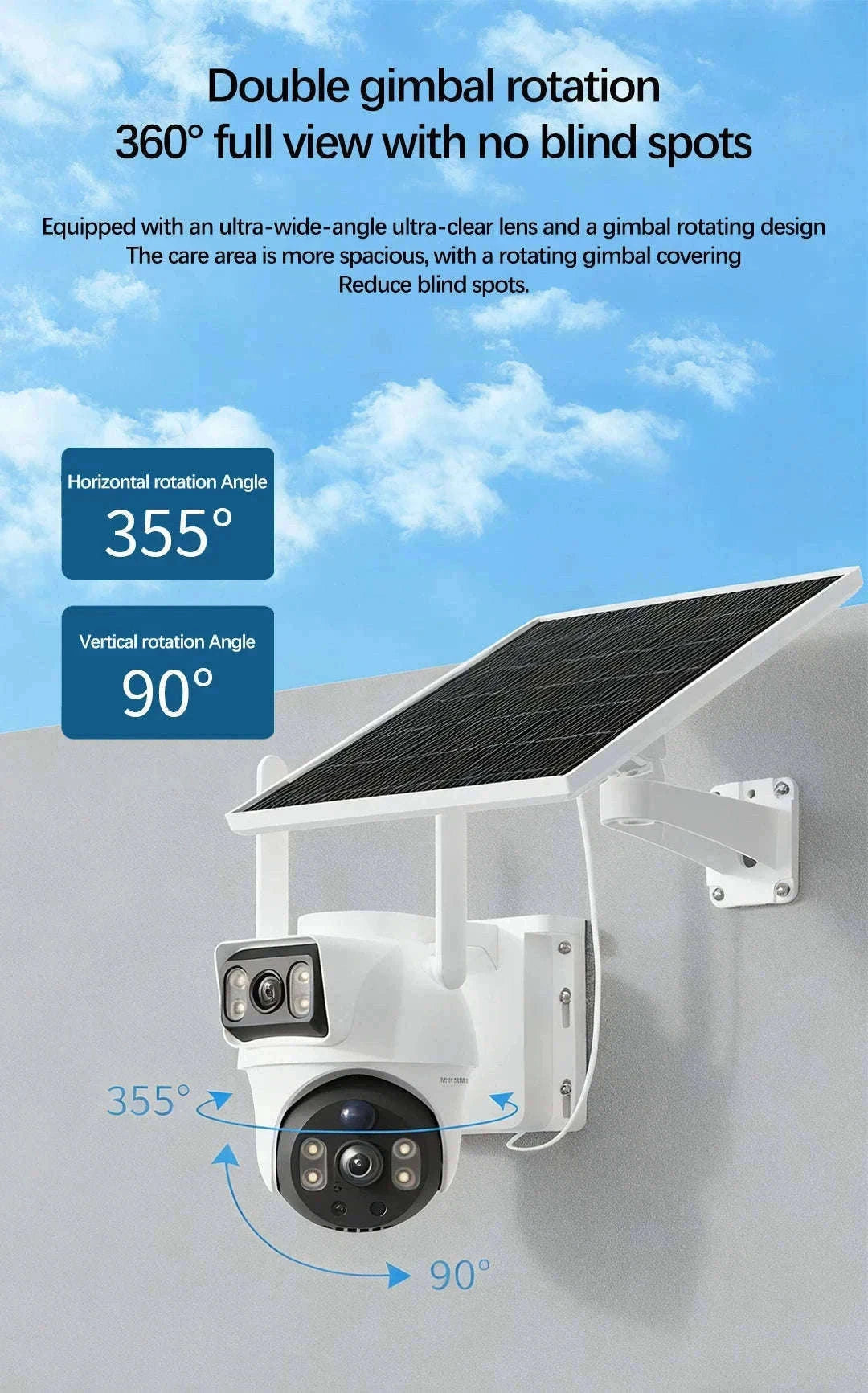 8MP 4K Wireless Solar 4G Outdoor Security Camera Dual Lens PIR Night Vision-8MP / EU Plug / Australia