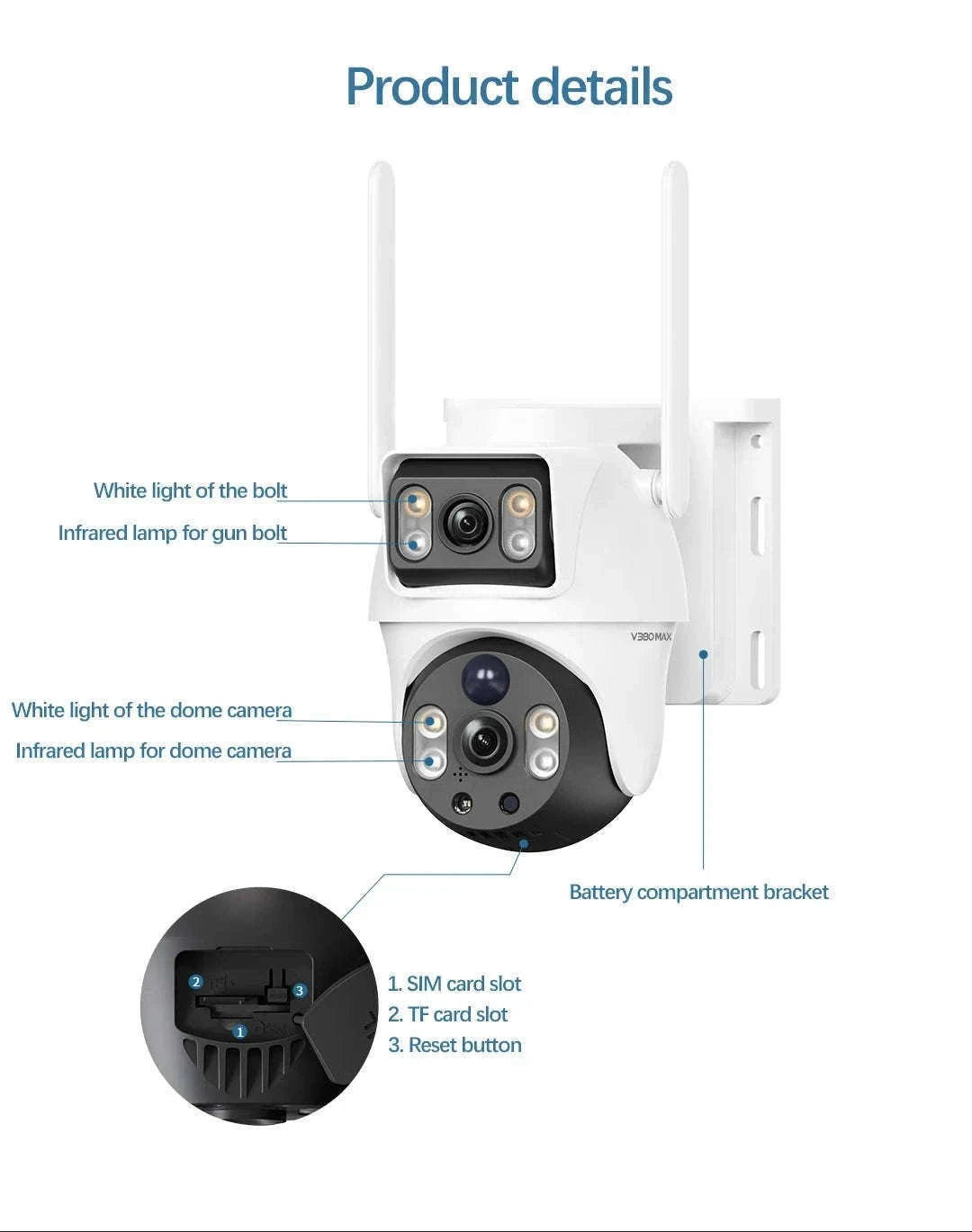 8MP 4K Wireless Solar 4G Outdoor Security Camera Dual Lens PIR Night Vision-8MP / EU Plug / Australia