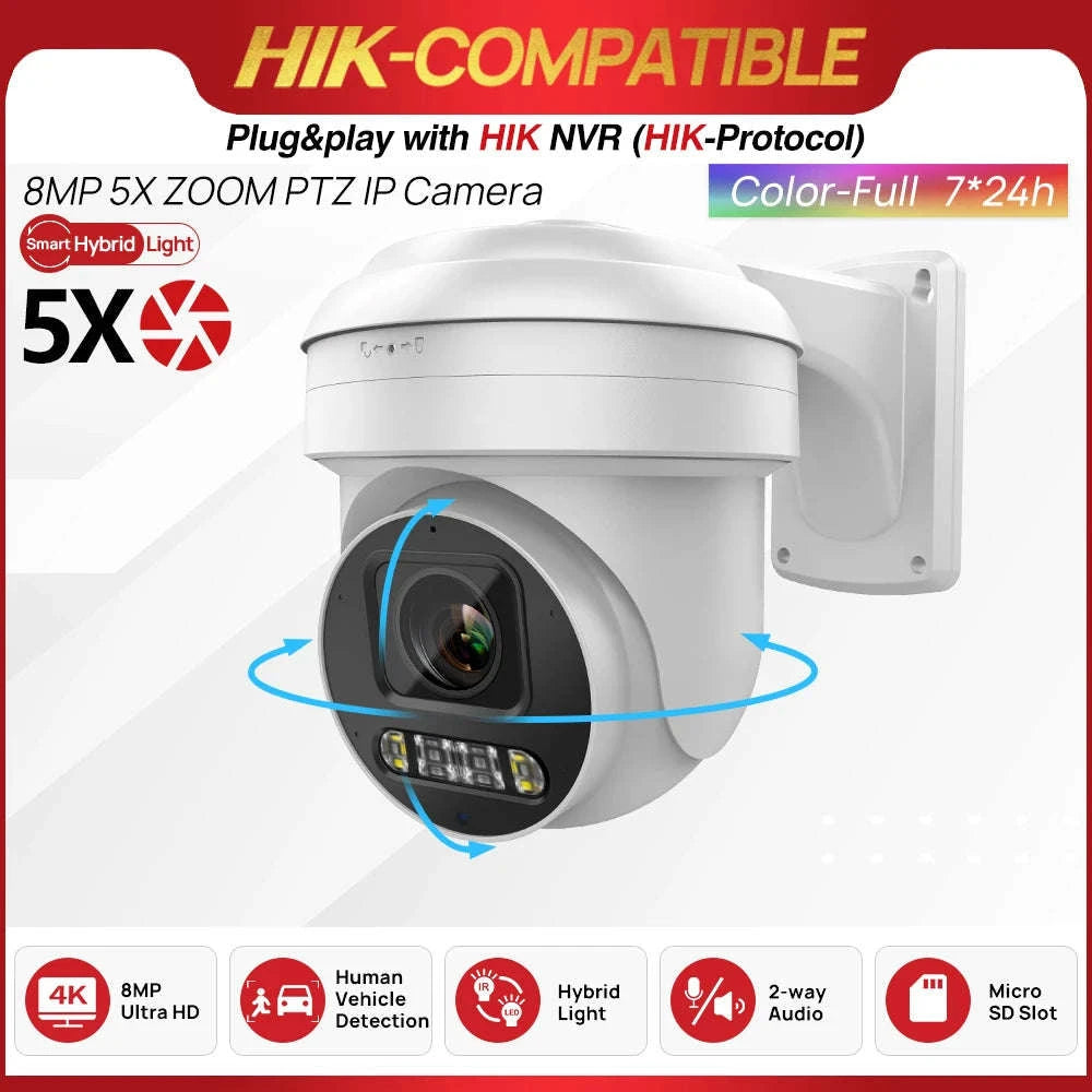 8MP ColorVu PTZ Camera with 5X Zoom and Two‑Way Audio-Updated / CHINA