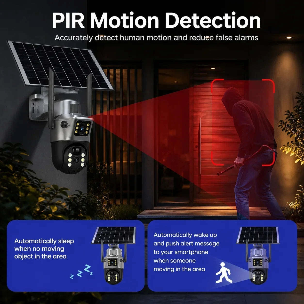 8MP Outdoor PTZ Security Camera Solar WiFi Dual Lens-WIF Solar Camera / Poland / USB Type-C