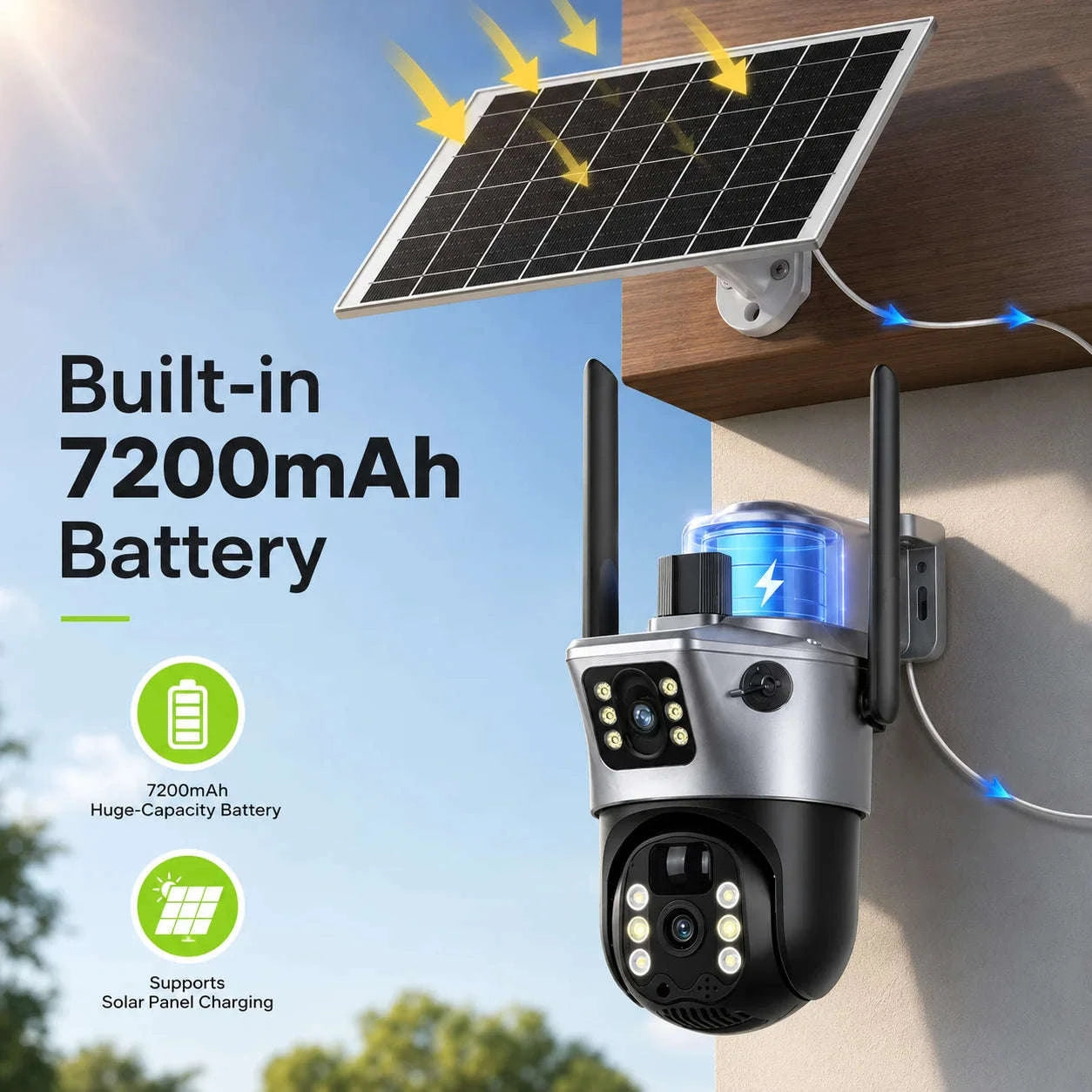 8MP Outdoor PTZ Security Camera Solar WiFi Dual Lens-WIF Solar Camera / Poland / USB Type-C
