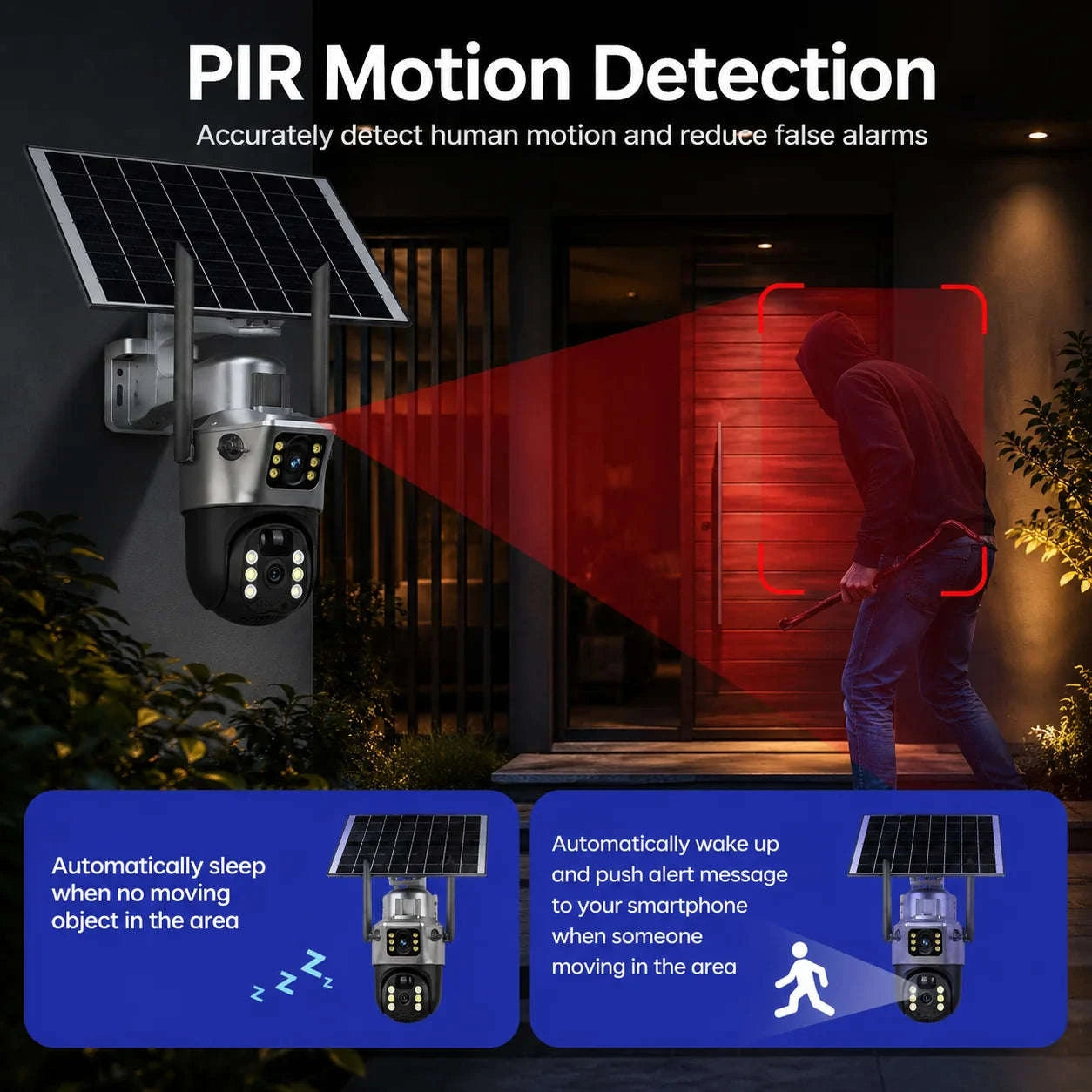 8MP Outdoor PTZ Security Camera Solar WiFi Dual Lens-WIF Solar Camera / Poland / USB Type-C