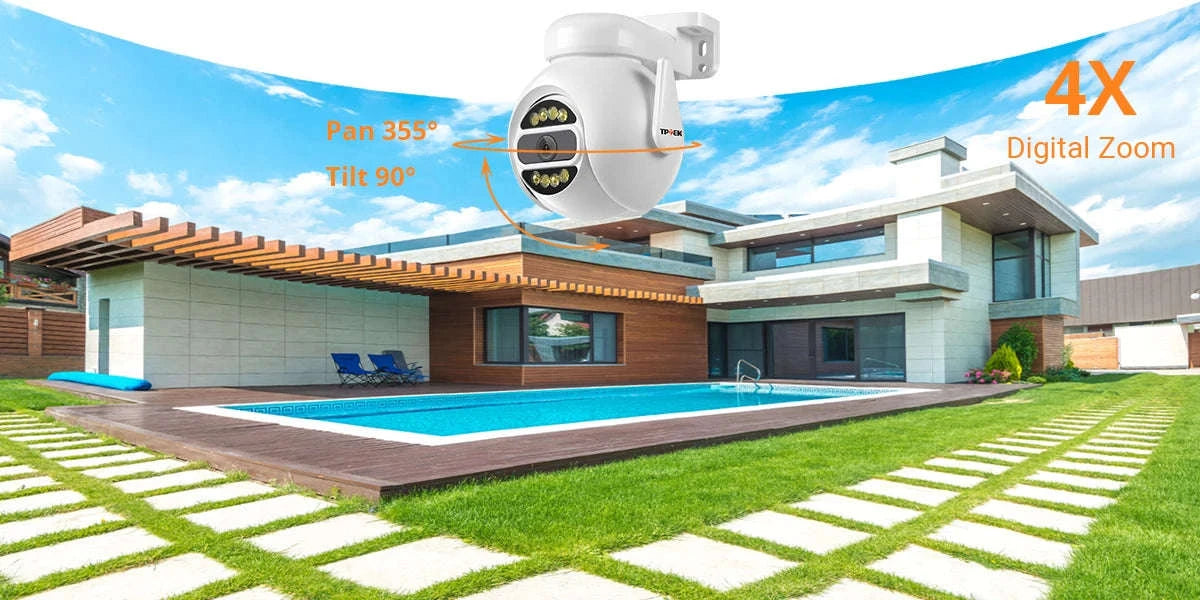 8MP WiFi PTZ Security Camera with 4X Digital Zoom and Color Night Vision-5MP 64G TF Card / UK Plug