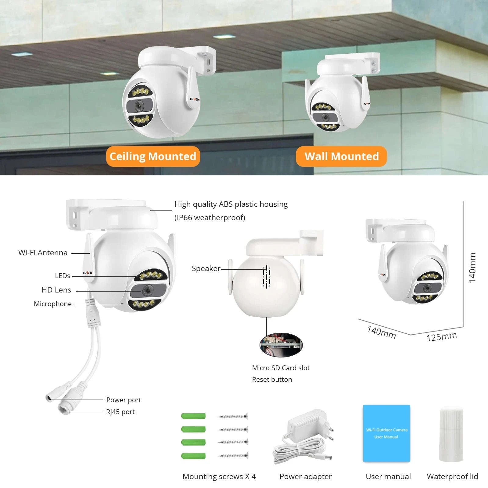 8MP WiFi PTZ Security Camera with 4X Digital Zoom and Color Night Vision-5MP 64G TF Card / UK Plug