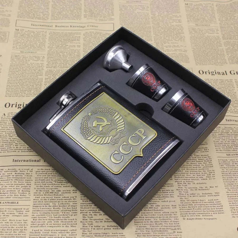 8oz Stainless Steel Hip Flasks Wine Bottle Funnel Cups Kit-2 / United States