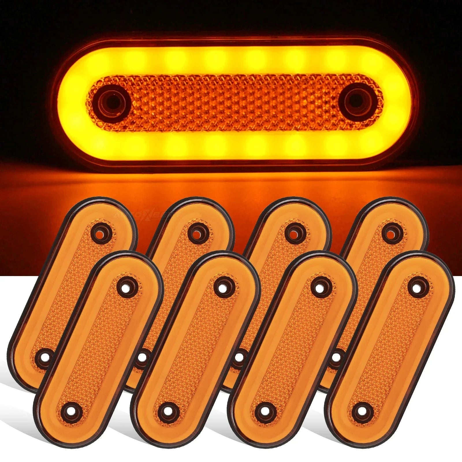 8pcs 12V 24V Oval LED Side Marker Lights Surface Mount-Default Title