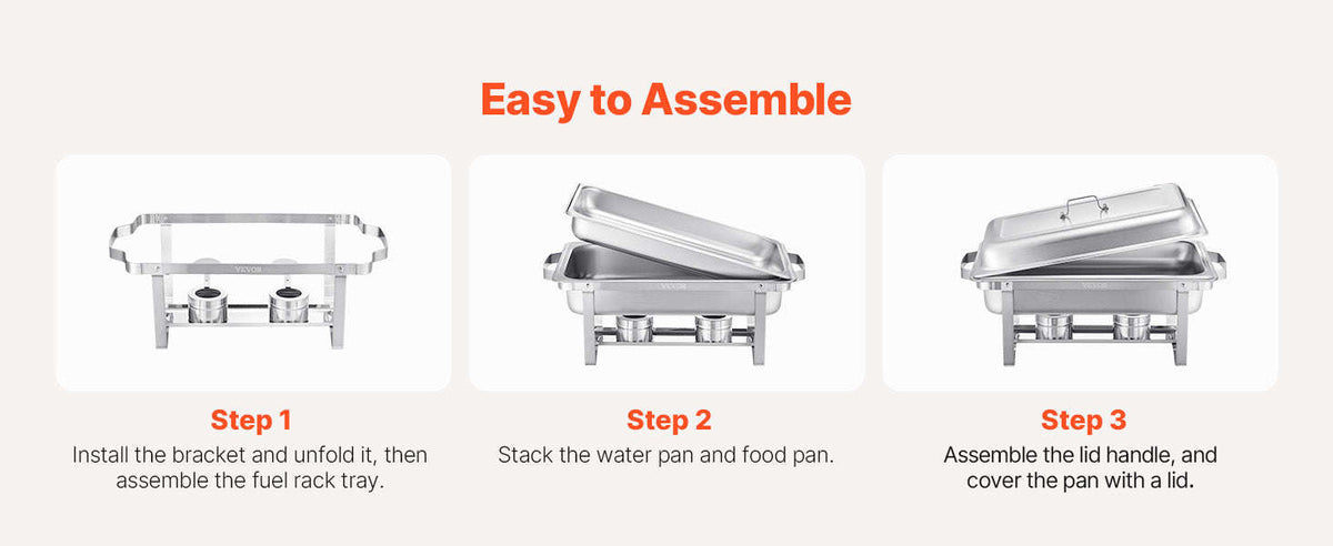 8Qt Stainless Steel Chafing Dish Buffet Set-6 packs / spain