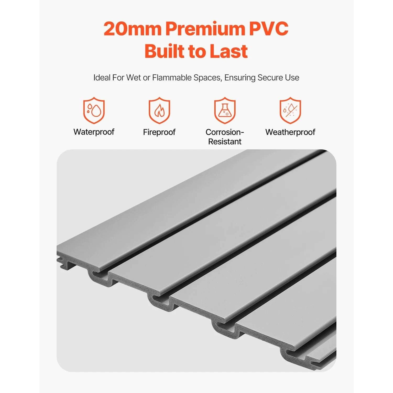 8x4 Ft PVC Slatwall Panels with Accessories for Garage Storage-Grey / CZECH REPUBLIC