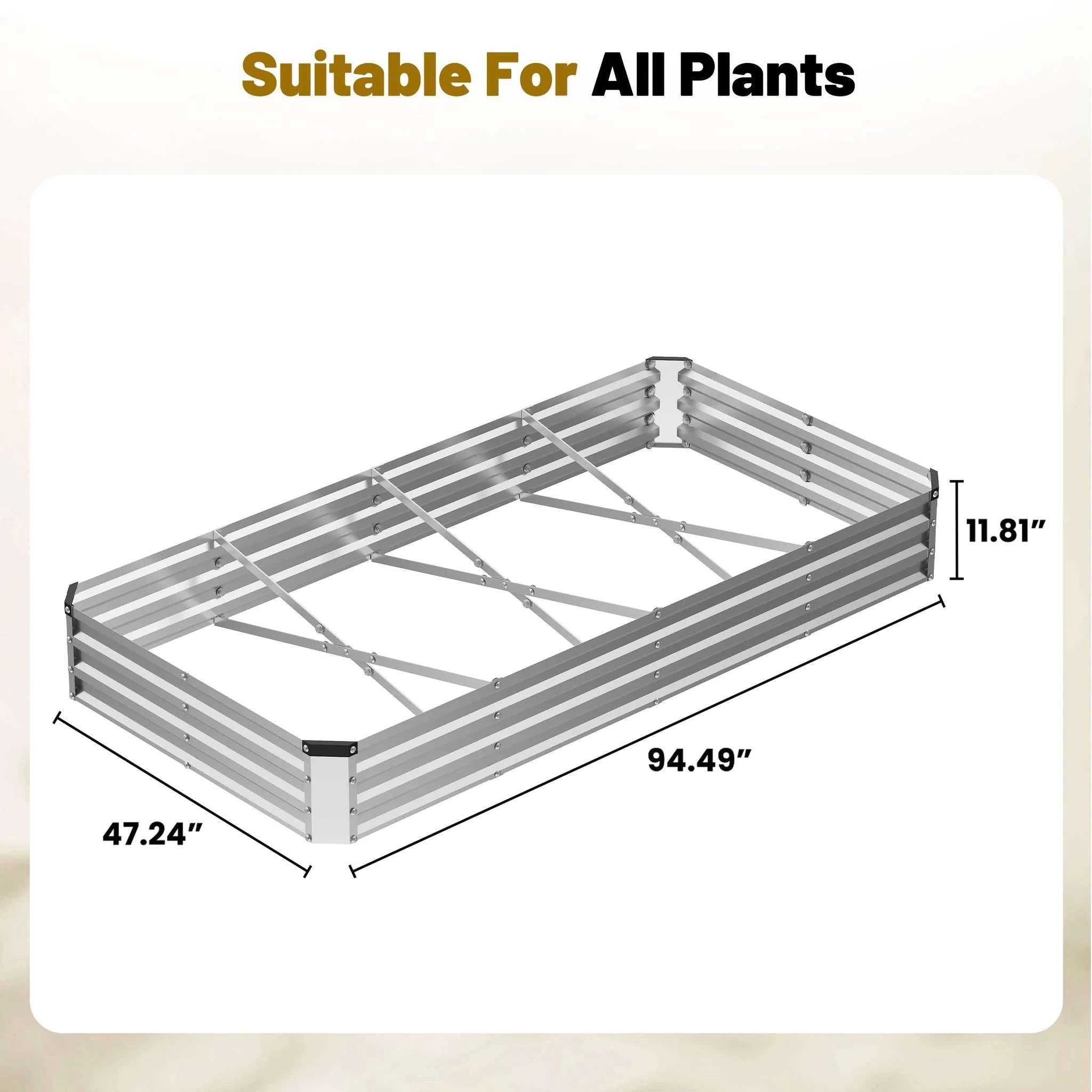8x4ft Metal Raised Garden Bed with Open Base for Vegetables & Flowers-1 Pack / United States