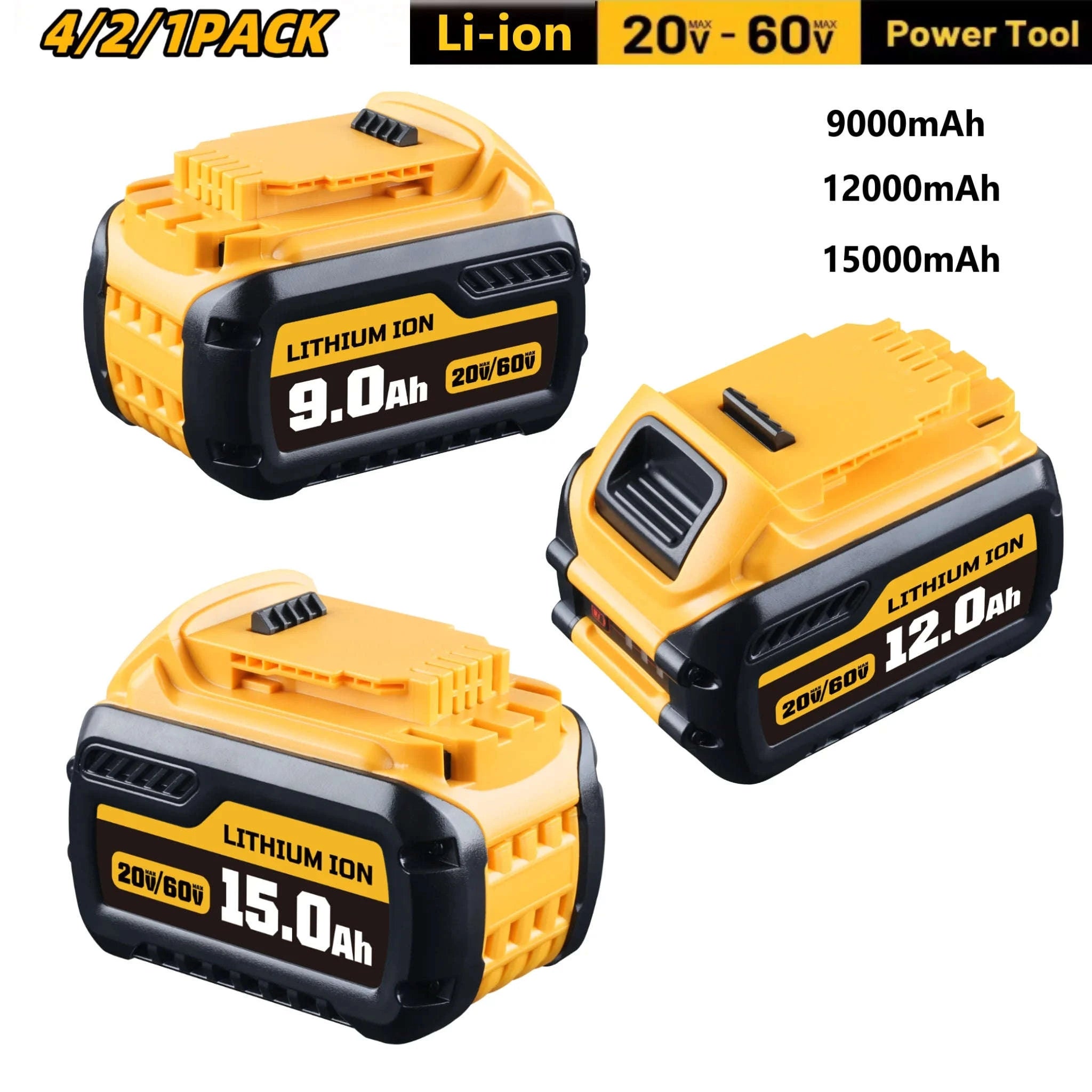 9/12/15Ah DCB609 20v 60v Max Lithium-ion Battery 21700 Replace for Dewalt DCB606 DCB200 DCB182 Power Tool Battery Pin-1PCS 12.0Ah / 60V / United States