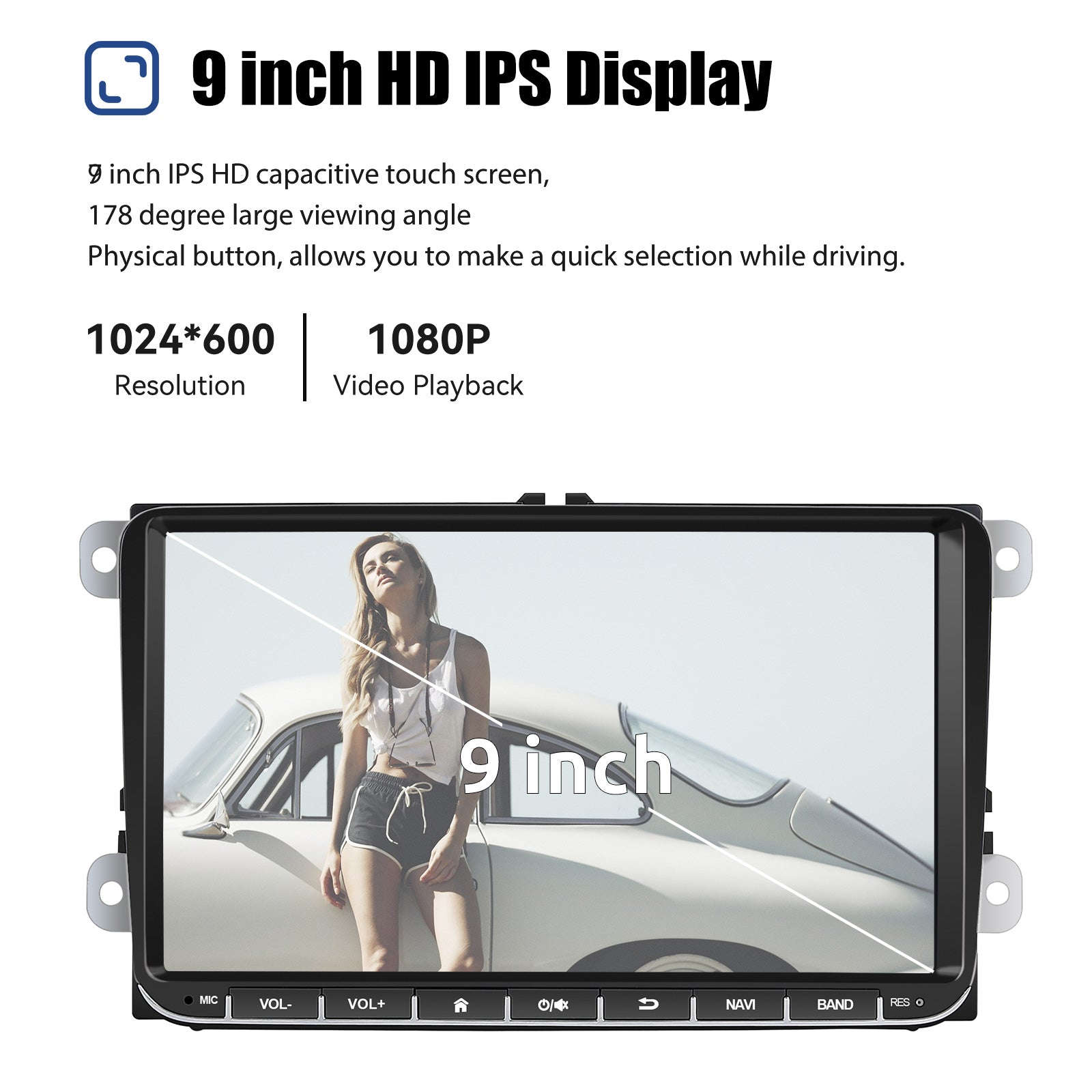 9" Android 14 4G+64G Wireless Carplay Car Stereo GPS NAVI WIFI RDS FM BT EQ for VW Golf 5 6 Passat Polo Touran Tiguan Caddy EOS-1-32 Carplay AHD Cam / United States / Quad Core