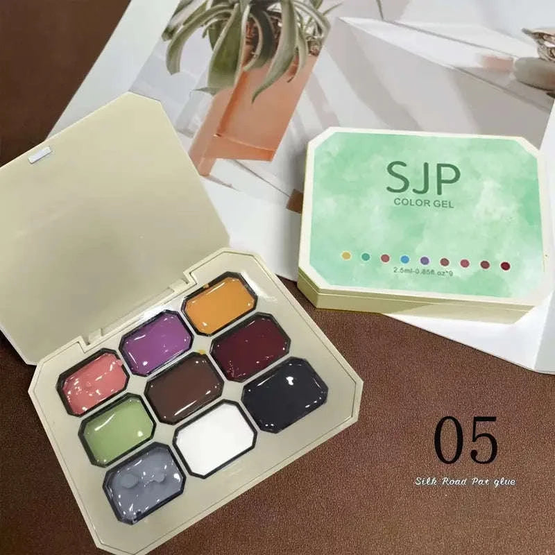 9-Color Solid Nail Polish Palette Peelable UV/LED Gel-04