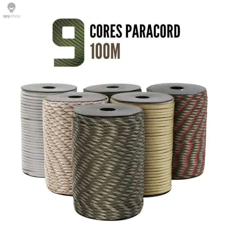 9-Core 4mm Paracord Rope for Camping, DIY, and Everyday Use-Black / 100M