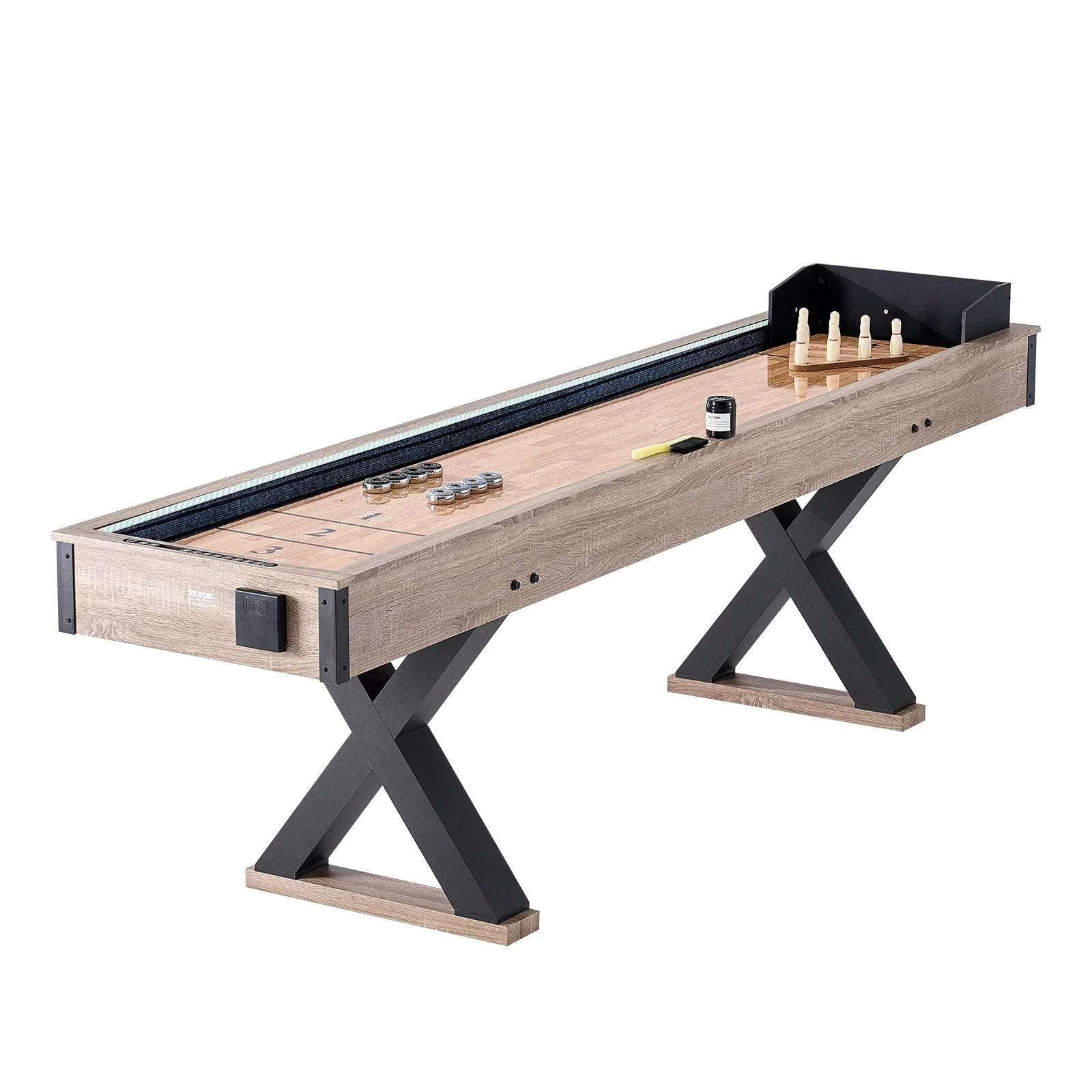 9 Ft LED Shuffleboard Table with Bowling Game 2-in-1 Set-9in / United States
