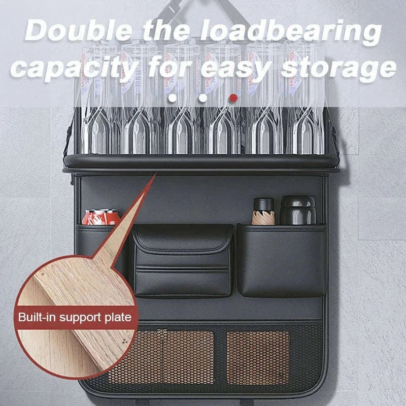9 in 1 Car Seat Back Organizer with Hidden Tray, Mesh Pocket and Tissue Holder-black 1pc