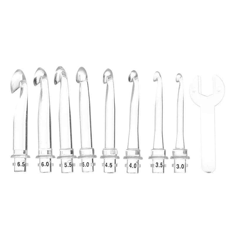 9-in-1 LED Lighted Crochet Hook Set-pink handle / CHINA