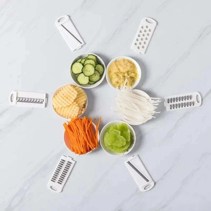 9-in-1 Vegetable Cutter Manual Slicer & Grater-9pcs-sets-pink / CHINA