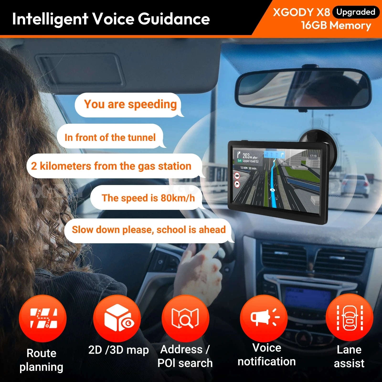 9-inch Car GPS Navigation with UK/EU Maps and Voice Guidance-9" / Europe / United Kingdom|black
