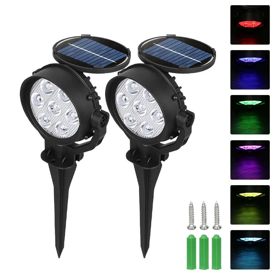 9 LED Solar Spot Lights Outdoor RGB IP65 Waterproof-2pc RGB light / 0-5W
