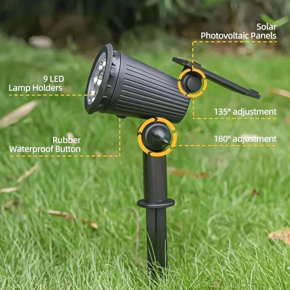 9 LED Solar Spot Lights Outdoor RGB IP65 Waterproof-2pc RGB light / 0-5W