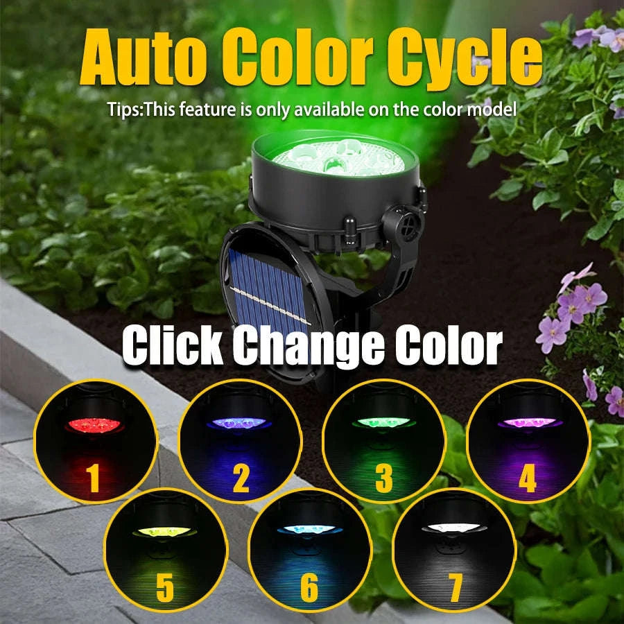 9 LED Solar Spot Lights Outdoor RGB IP65 Waterproof-2pc RGB light / 0-5W