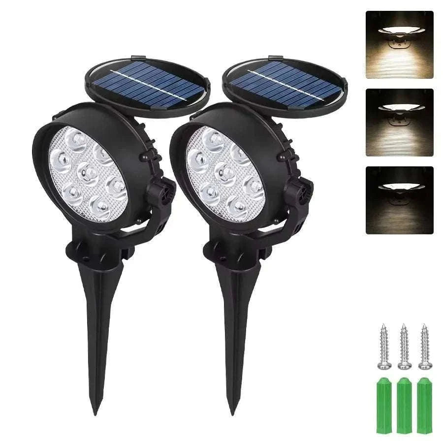 9 LED Solar Spot Lights Outdoor RGB Waterproof Landscape-2pc RGB light / 0-5W