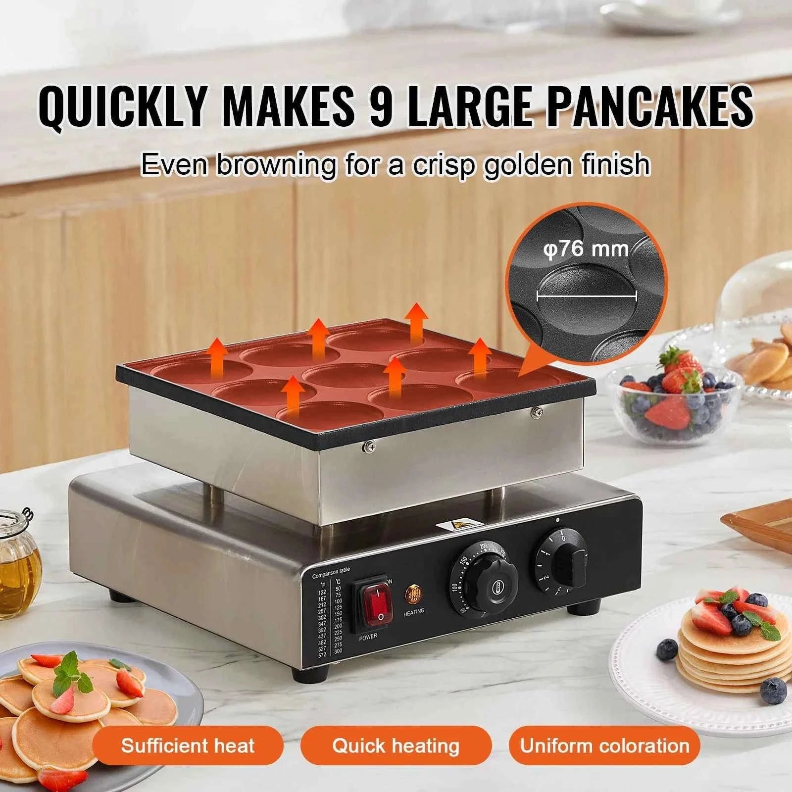9-Piece Dutch Pancake Maker Electric Grill-Germany