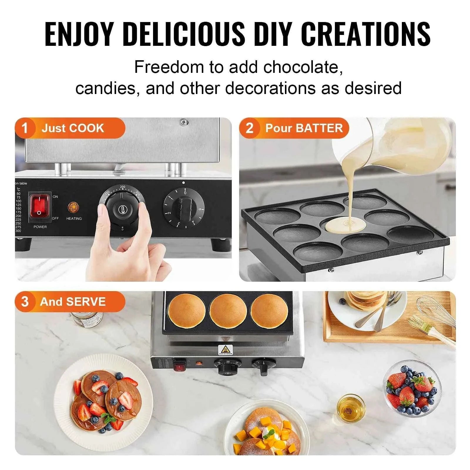 9-Piece Dutch Pancake Maker Electric Grill-Germany