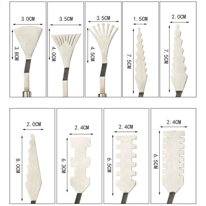 9-Piece Flower Art Scraper Texture Knife Set for Painting-Default Title
